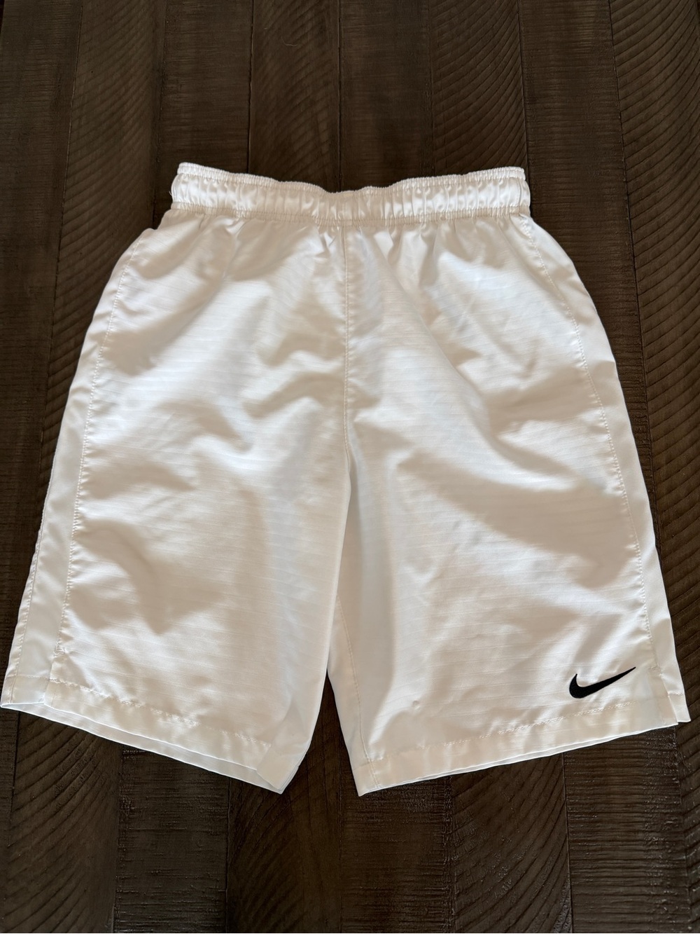Nike Dri-Fit Short White with black logo. Size Youth XL